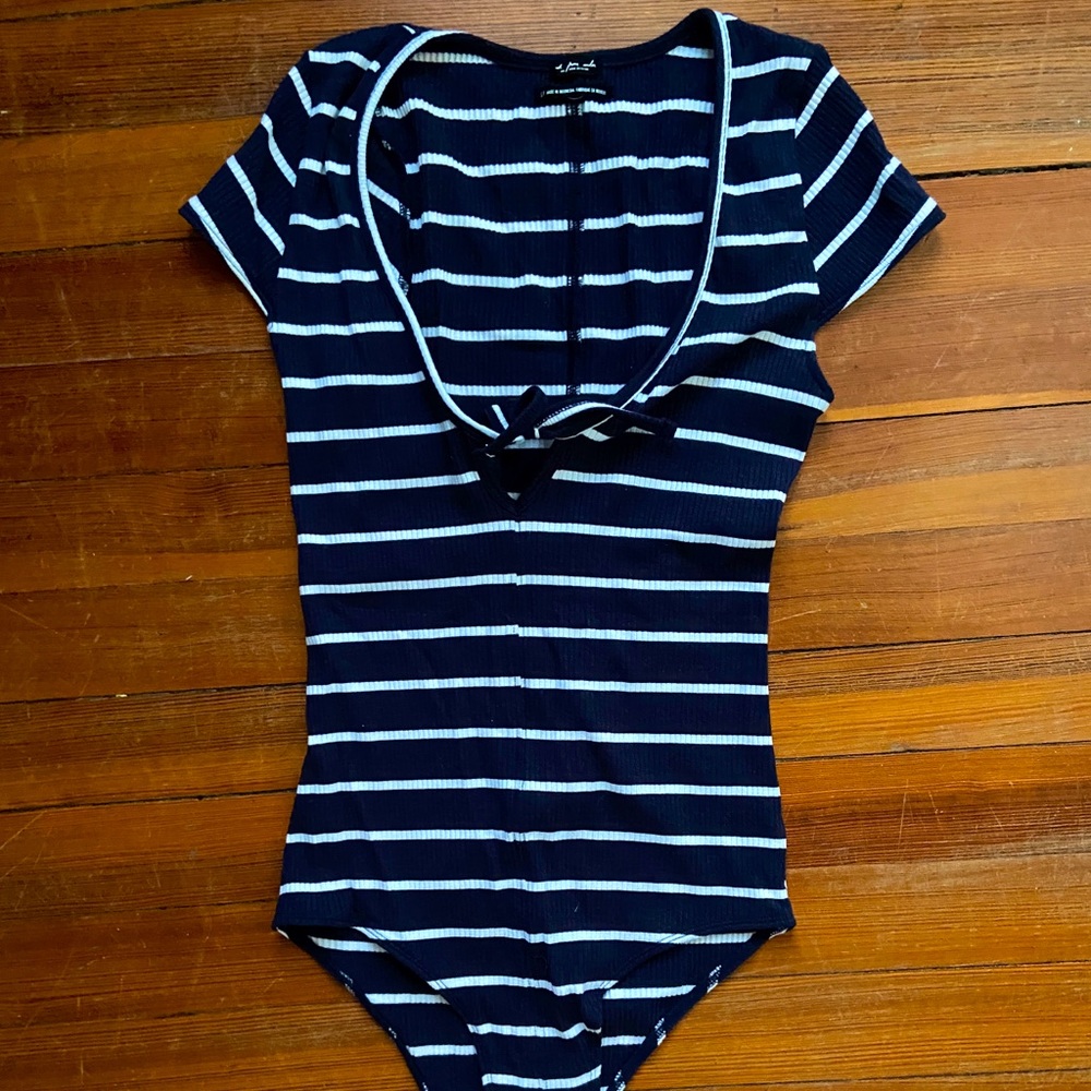 Navy and white stripped bodysuit